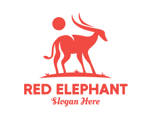 Red Antelope Silhouette  logo design