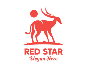 Red Antelope Silhouette  logo design