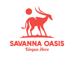 Savanna - Red Antelope Silhouette logo design