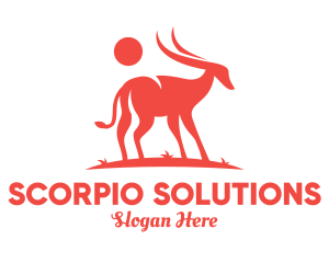 Red Antelope Silhouette  logo design