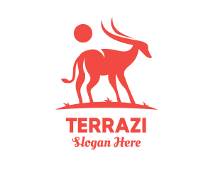 Red Antelope Silhouette  logo design