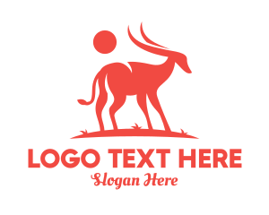 Antler - Red Antelope Silhouette logo design