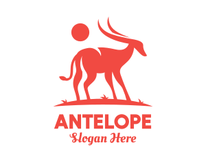 Red Antelope Silhouette  logo design