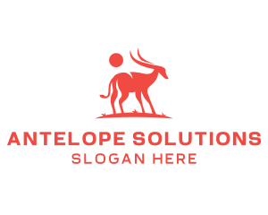 Red Antelope Silhouette  logo design