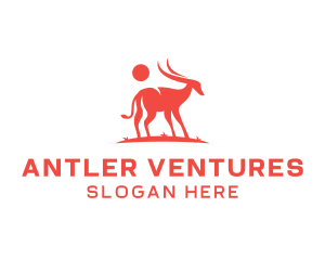 Red Antelope Silhouette  logo design