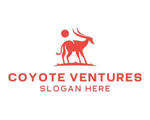 Red Antelope Silhouette  logo design