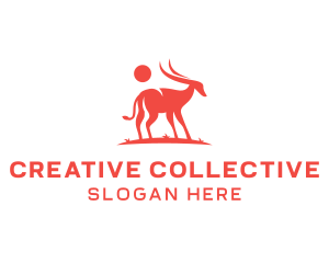 Red Antelope Silhouette  logo design