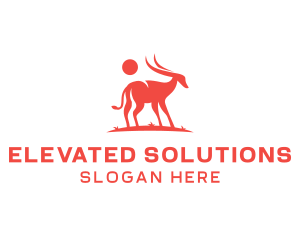 Red Antelope Silhouette  logo design