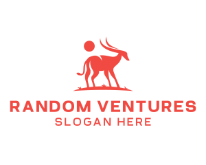 Red Antelope Silhouette  logo design