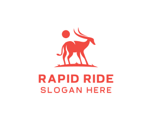 Red Antelope Silhouette  logo design