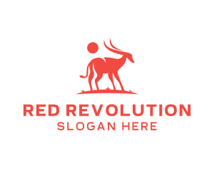 Red Antelope Silhouette  logo design