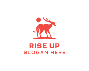 Red Antelope Silhouette  logo design