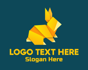 Bunny - Yellow Rabbit Origami logo design