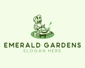 Lawn Mower Gardener logo design