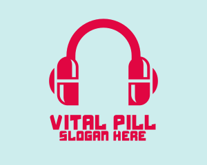 Pill - Music Pill Headphones logo design