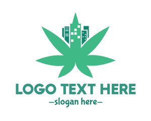 Green Building - Cannabis City Leaf logo design