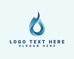 Blue Drop - Flame Water Droplet logo design