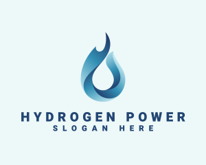 Hydrogen - Flame Water Droplet logo design