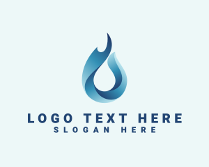 H2o - Flame Water Droplet logo design