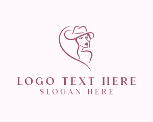 Cowboy Hat - Cowgirl Ranch Woman logo design
