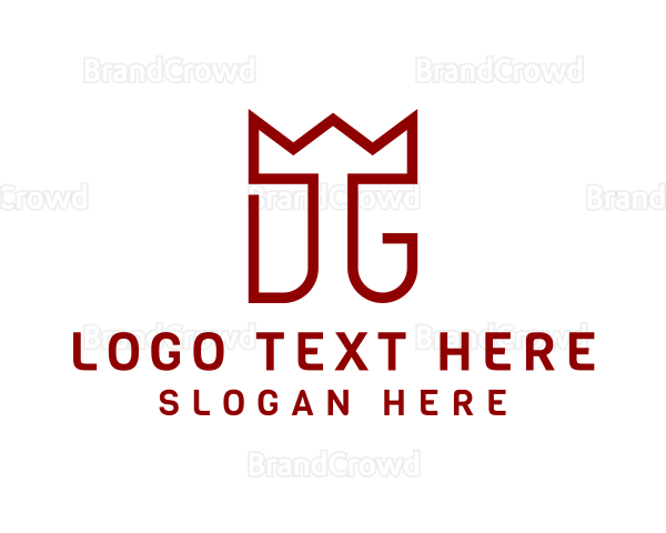Simple Monoline Crown Letter DG Logo