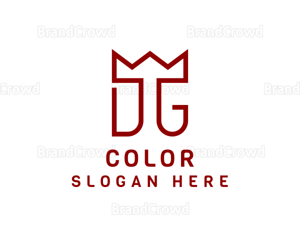 Simple Monoline Crown Letter DG Logo