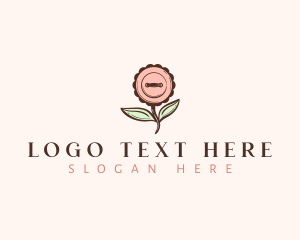 Clothes Repair - Sewing Button Flower logo design