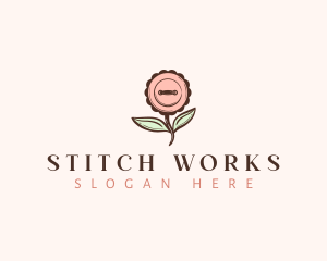 Sewing Button Flower logo design