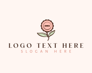 Stitch - Sewing Button Flower logo design