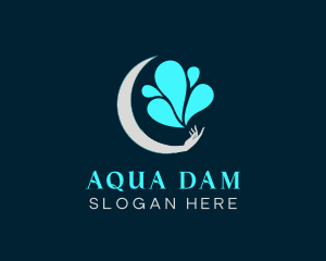 Dam - Splash Moon Hand logo design