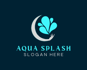 Wet - Splash Moon Hand logo design