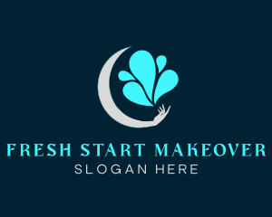 Splash Moon Hand logo design