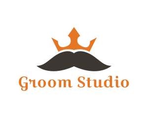 Groom - King Crown Mustache logo design