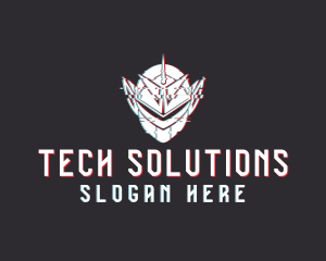 Icon - Futuristic Helmet Glitch logo design