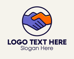 Friendly - Handshake Partnership Emblem logo design