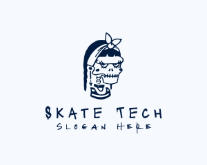 Blue Punk Skull Woman logo design