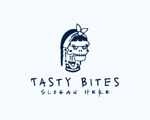 Skate Shop - Blue Punk Skull Woman logo design
