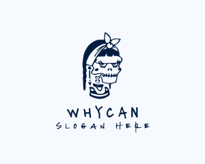 Skate Shop - Blue Punk Skull Woman logo design