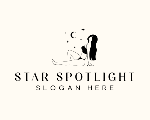 Bikini Woman Moon logo design