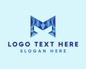 Polygon - Crystal Letter M logo design