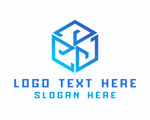 App - Digital Tech Cube Hexagon logo design