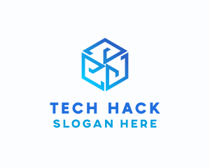 Digital Tech Cube Hexagon logo design