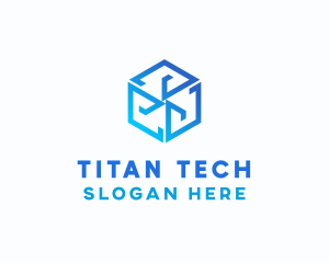 Digital Tech Cube Hexagon logo design