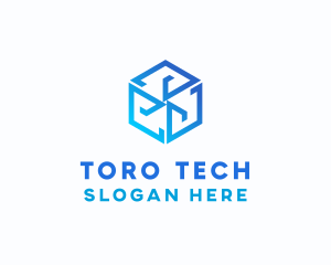 Digital Tech Cube Hexagon logo design