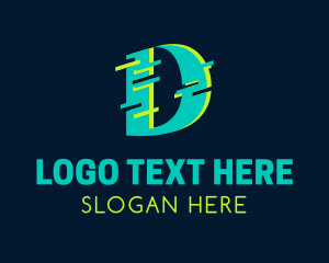 Record Studio - Glitch Letter D Lettermark logo design