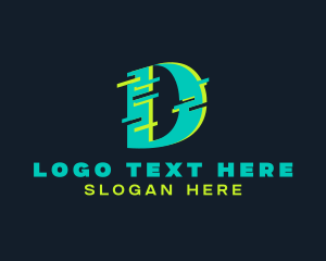 Digital Store - Glitch Tech Letter D logo design