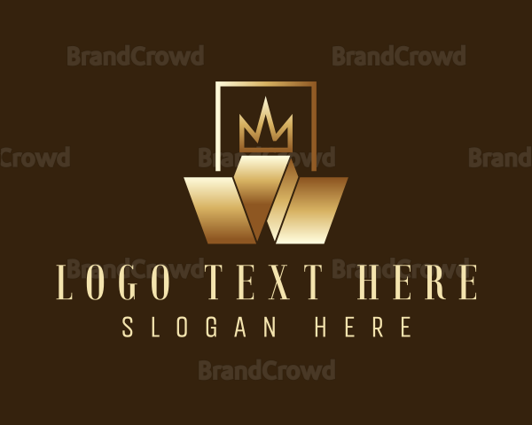 Royal Geometric Letter W Crown Logo