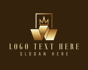 Royal Geometric Letter W Crown Logo