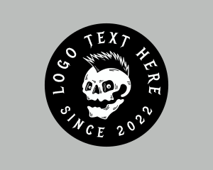 Punk Rock - Rock Band Skull Tattoo logo design