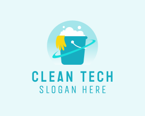 Sanitizing - Cleaning Bucket Glove logo design